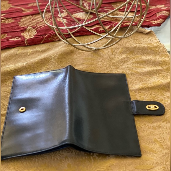 💯AUTHENTIC CELINE TRIOMPHE NAVY BLUE CALF SKIN LEATHER LONG BI-FOLD WALLET - Picture 12 of 15